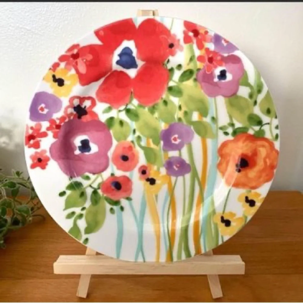4 Pc Verdant Acres by ANTHROPOLOGIE Dinner & Salad Plate + Bowl + Mug Dish Set